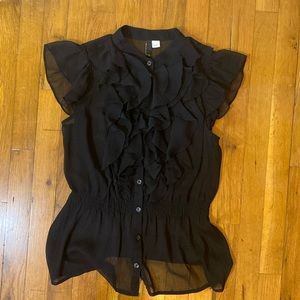 H&M Divided Black Beautiful Ruffle Blouse.